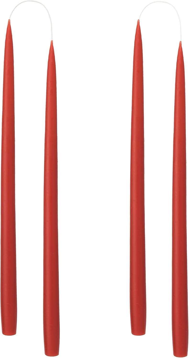Kunstindustrien ® Taper Candles – Set of 4, 13.8" – Made in Denmark, Long Burning Candles 15h, Unscented & Smokeless Candlesticks – Elegant Tall Candles for Weddings, Dinners & Home Decor (Rust) - Image 1